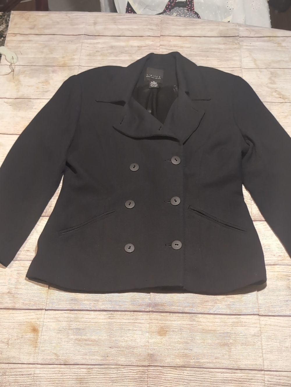 Limited Vintage Women's Wool Blend Double Breated Lined Black Blazer Size M